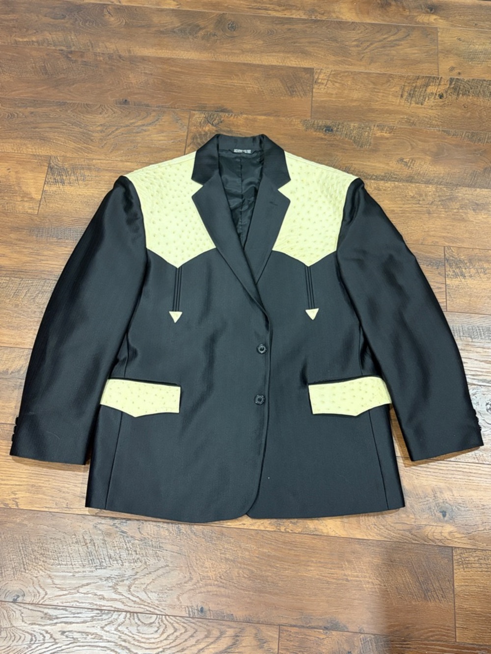 Black and Cream Western-Inspired Blazer Jacket